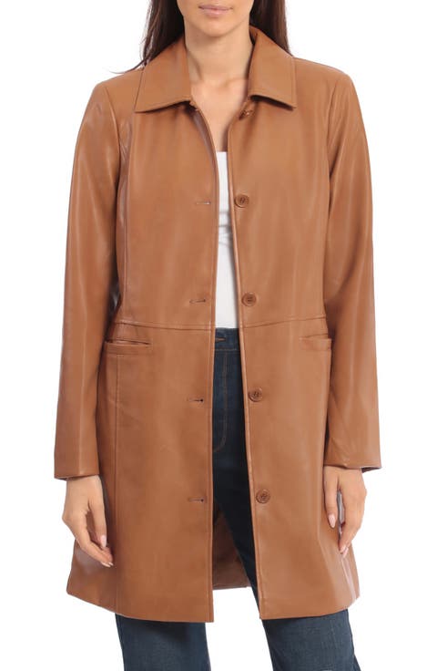Faux Leather Car Coat