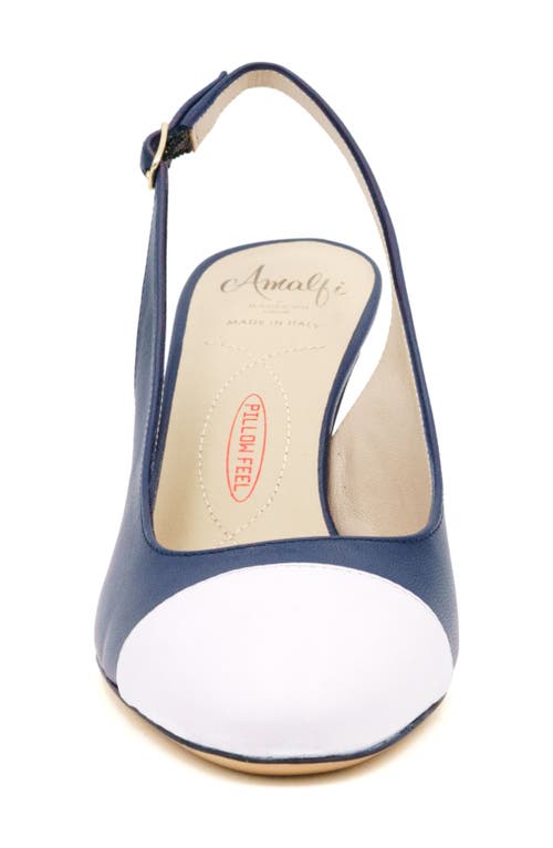 Amalfi By Rangoni Lauretta Slingback Cap Toe Pump In Navy Parm/white Parm