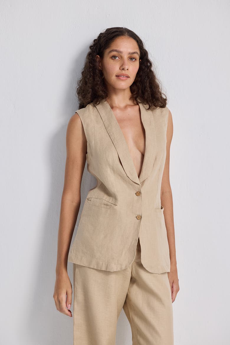 Sleeveless Hemp Jacket, Alternate, color, Neutral