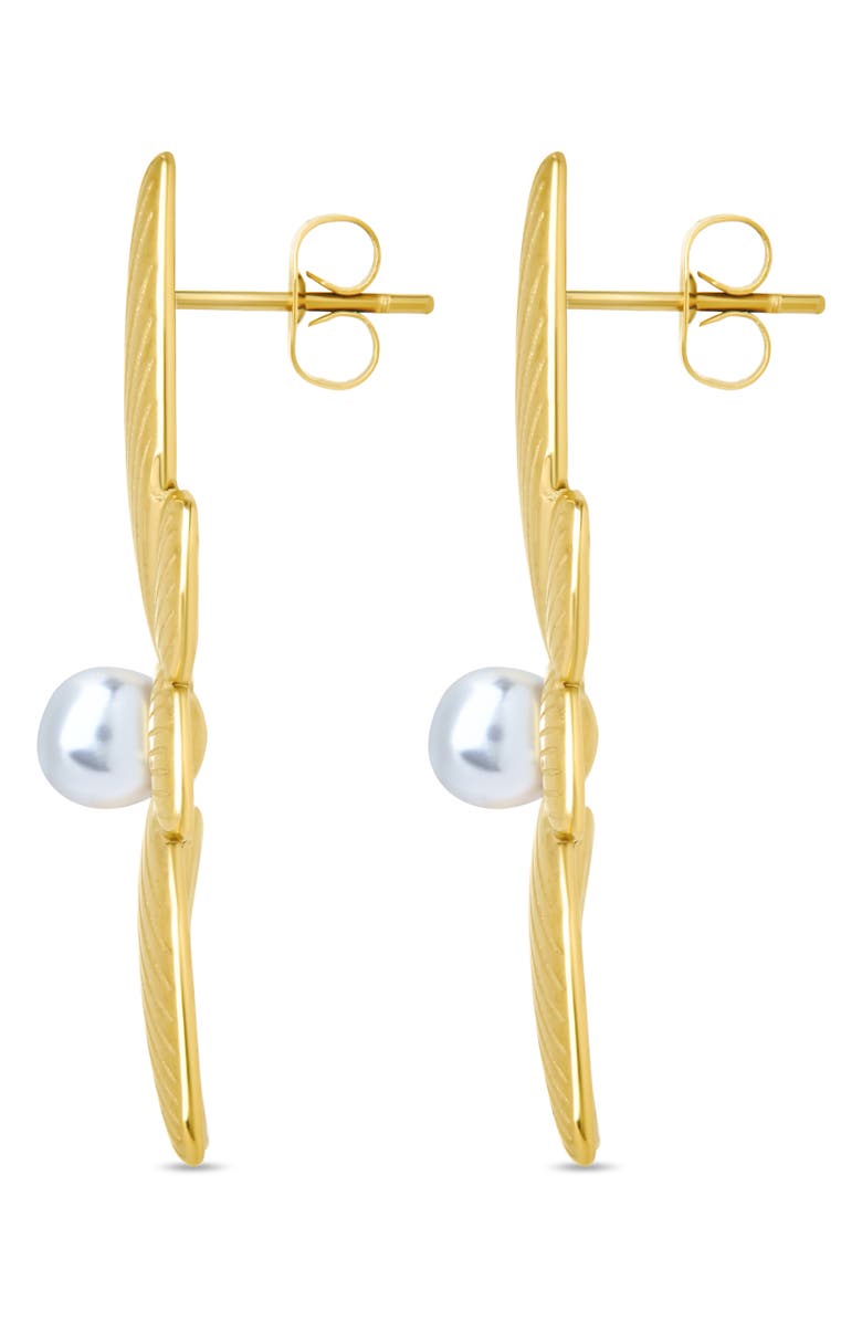 Sterling Forever Susan Faux Pearl Floral Fan Earrings, Alternate, color, 