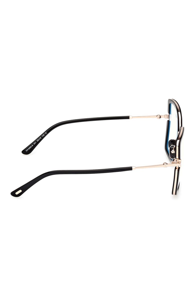 55mm Square Blue Light Blocking Optical Glasses, Alternate, color, BLACK ROSE GOLD / T LOGO