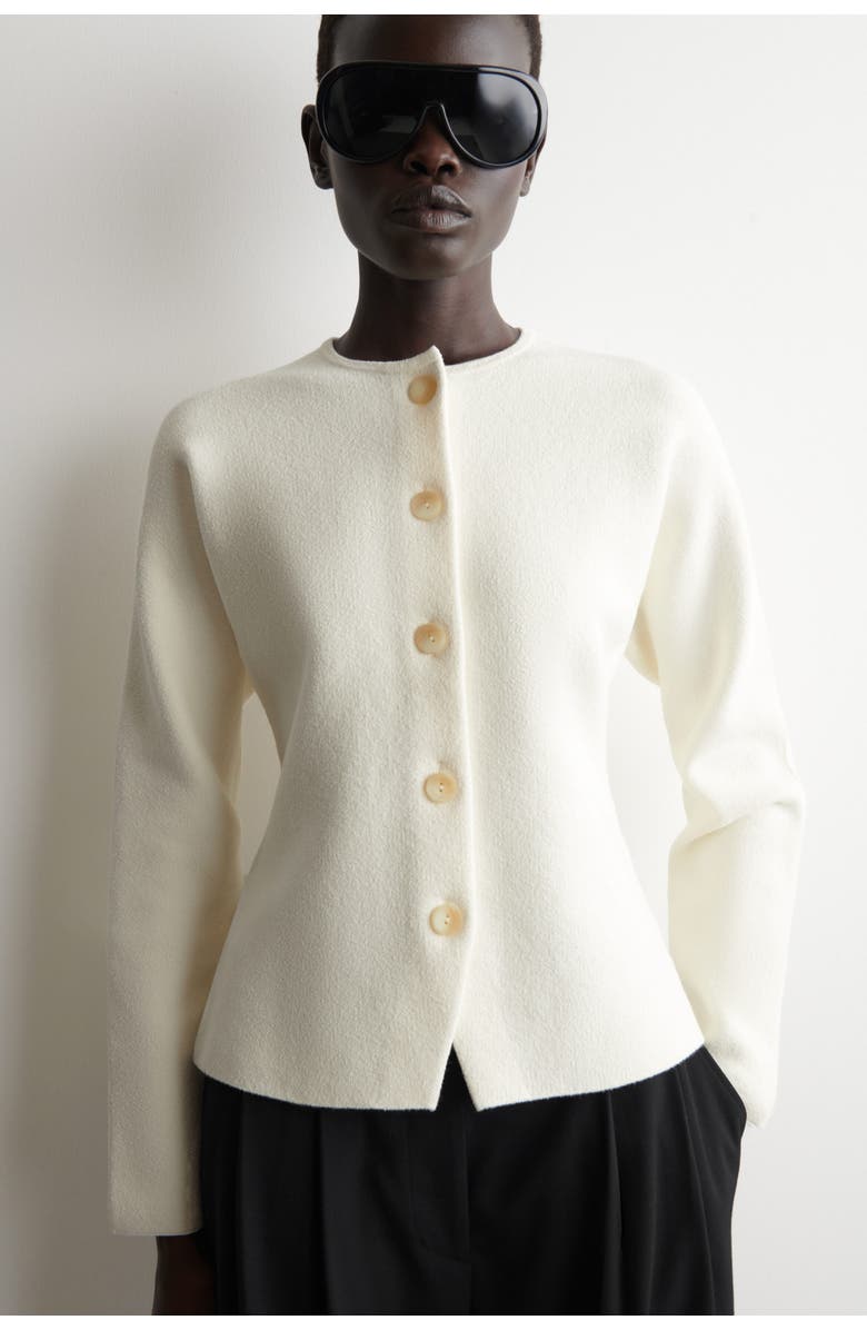 COS Sculptural Cotton Cardigan, Alternate, color, White