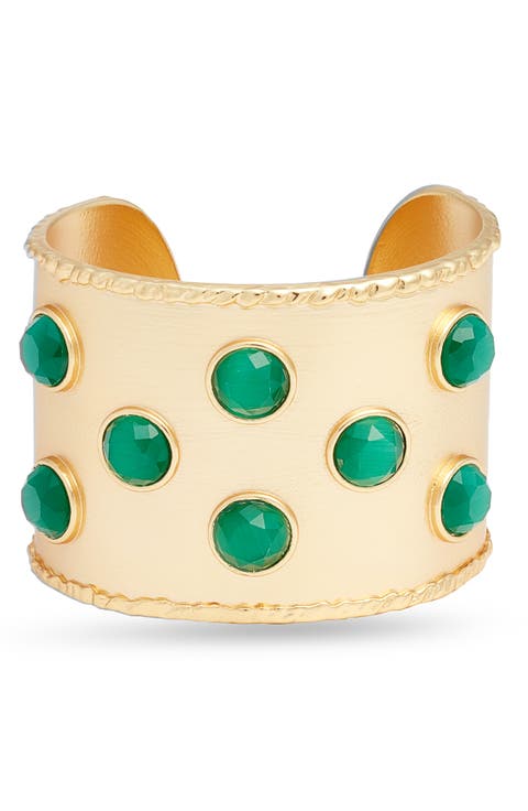 Cabochon Inlay Cuff Bracelet