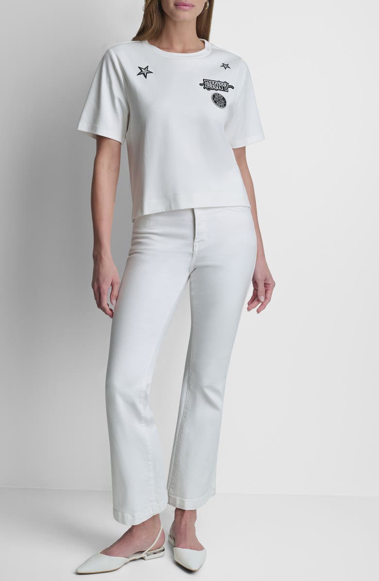 DKNY Pins & Patches Crop Cotton T-Shirt, Alternate, color, 