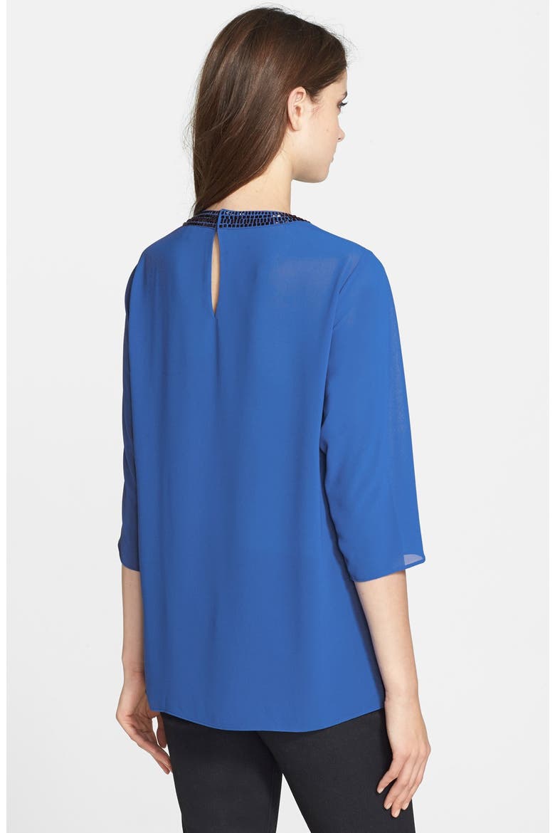 Embellished Neck Drape Front Top, Alternate, color, AMALFI BLUE