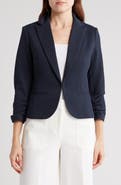 Amanda & Chelsea Notch Lapel 3/4 Sleeve Pique Knit Blazer