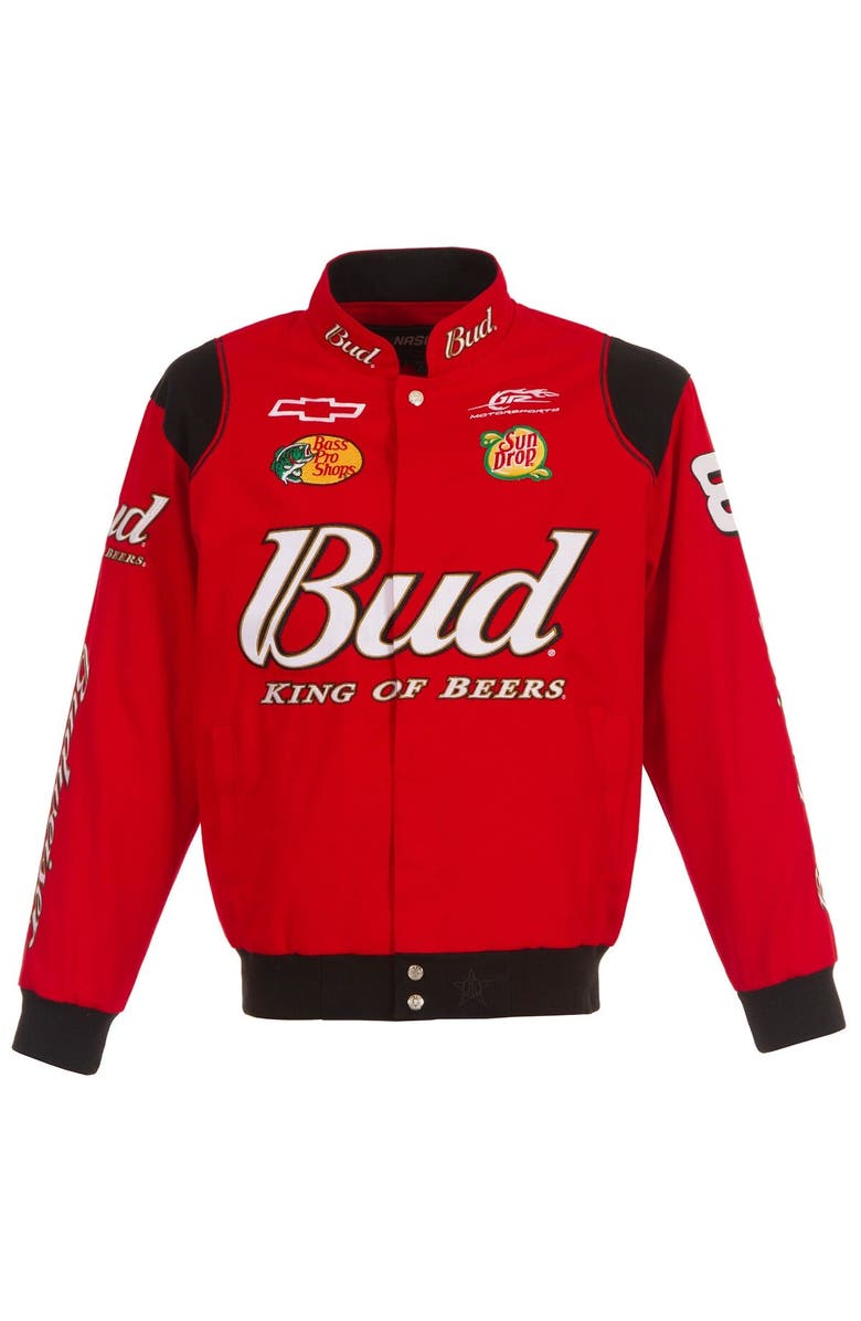 JH DESIGN Men's JH Design Red Dale Earnhardt Jr. Budweiser Full-Snap Twill Jacket, Alternate, color, Red