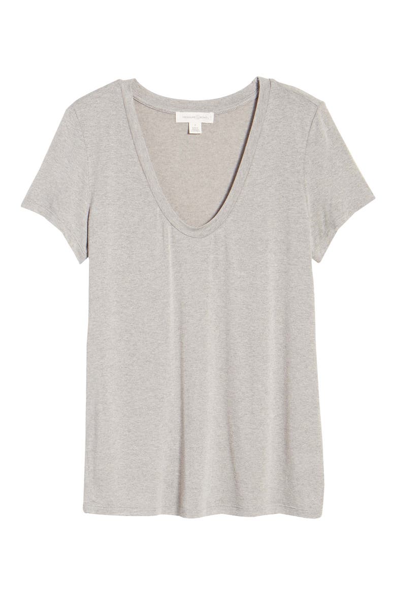 Heathered U-Neck Tee, Alternate, color, GREY HEATHER