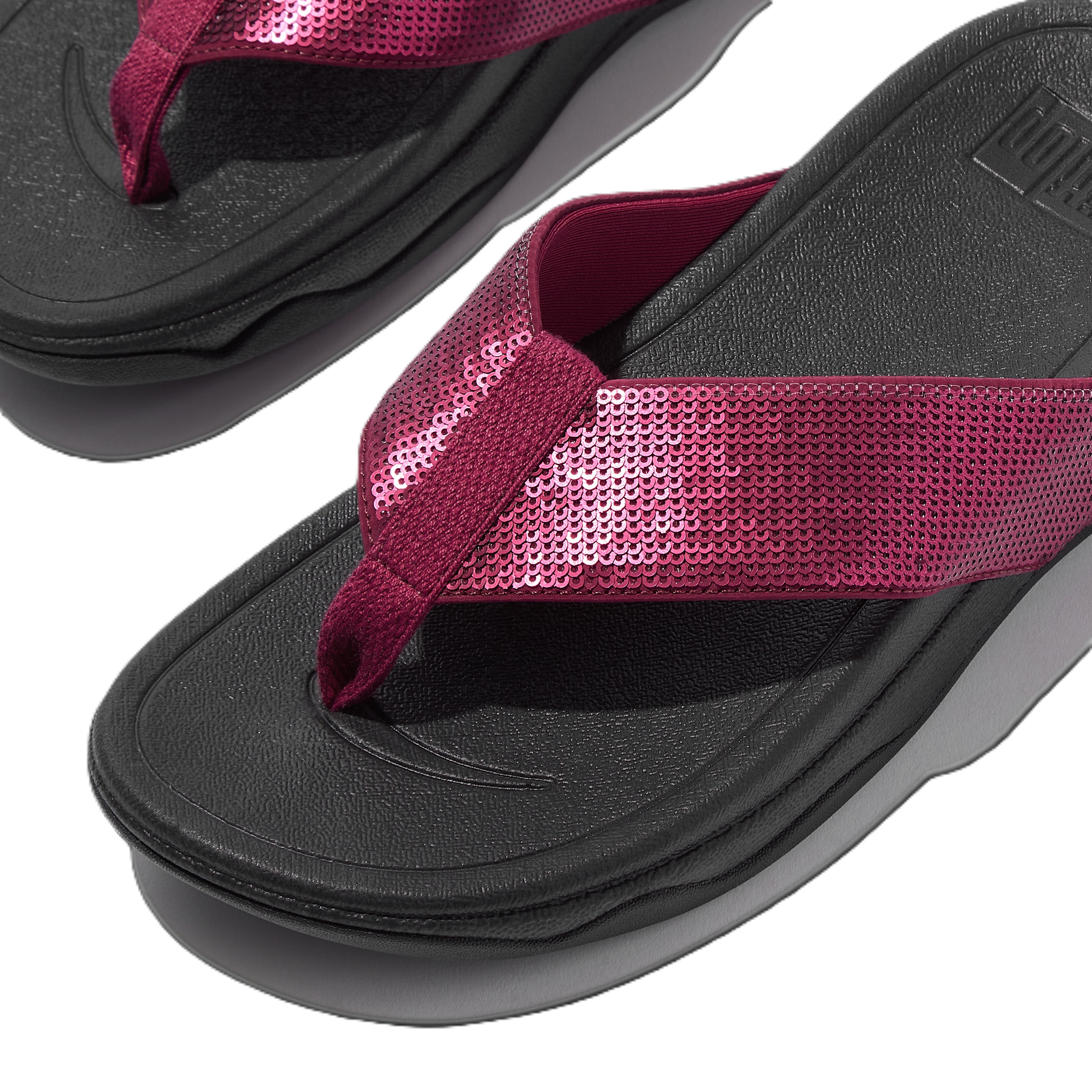 FitFlop Surfa Sequin Toe Post Sandals, Alternate, color, Ruby