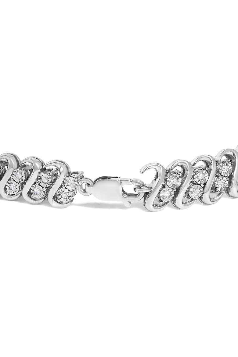 1/2 Cttw Diamond Double Row S-Link Bracelet, Alternate, color, White