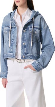 rag & bone rb Miramar Hooded Trompe l'Oeil Faux Denim Fleece Terry Trucker Jacket
