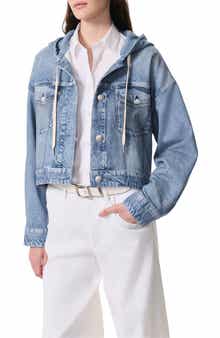 rb Miramar Hooded Trompe l'Oeil Faux Denim Terry Trucker Jacket