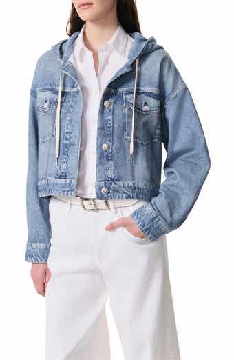 rb Miramar Hooded Trompe l'Oeil Faux Denim Terry Trucker Jacket