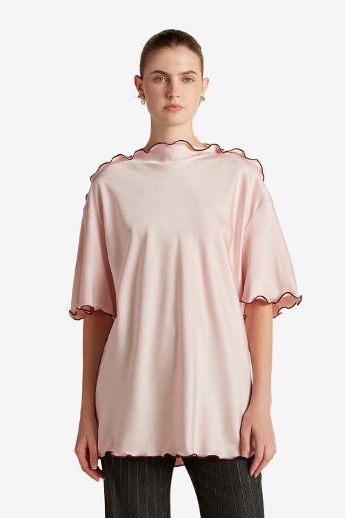 Marina Moscone Cady T-shirt With Scalloped Edge In Pink