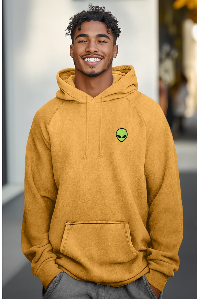 Alien Midweight Mineral Washed Hoodie, Alternate, color, Mustard