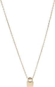 BY ADINA EDEN Solid Mini Lock Pendant Necklace 14K