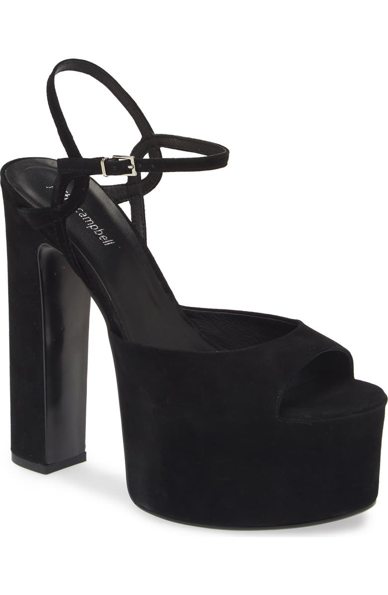 Jeffrey Campbell Ever Last Ankle Strap Platform Sandal, Main, color, Black Suede