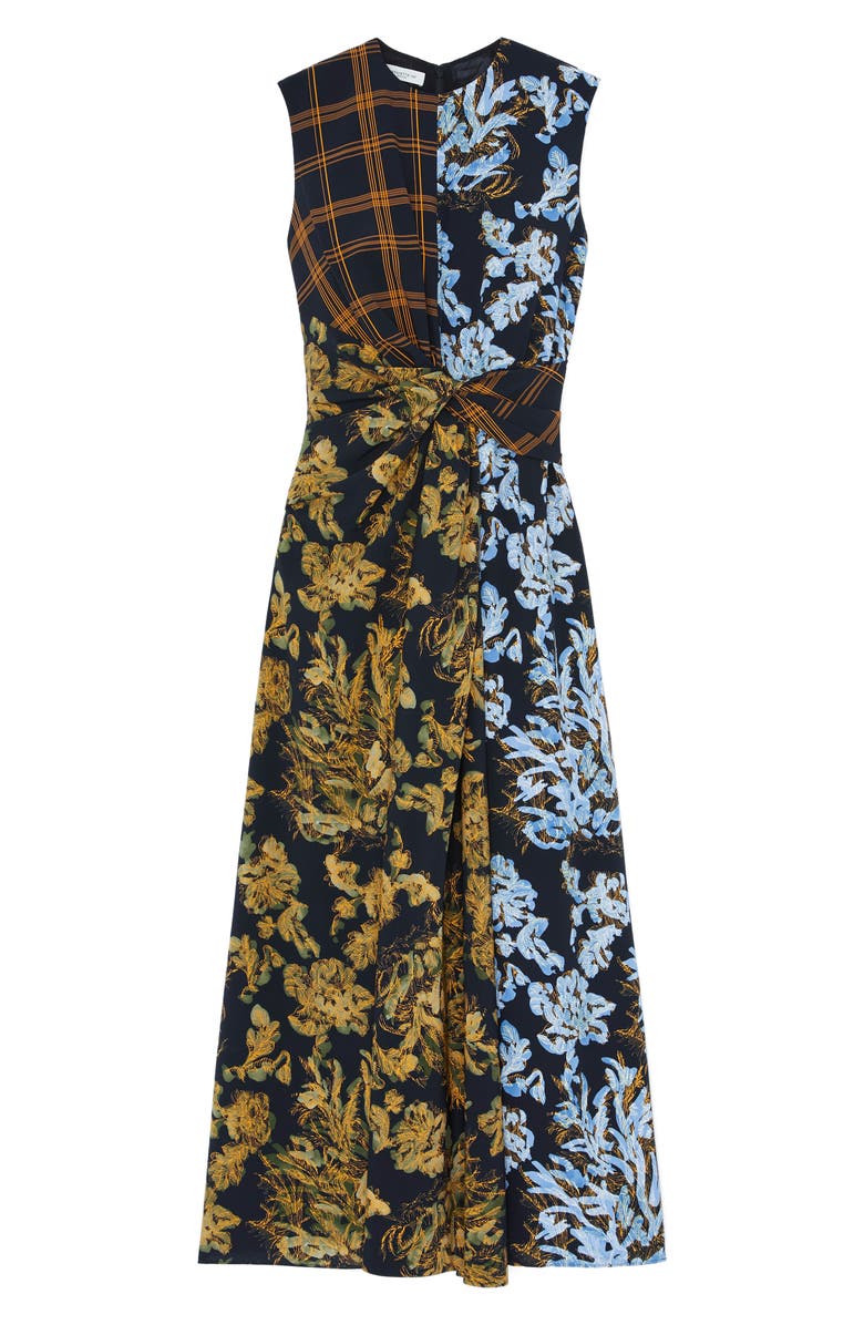 Lafayette 148 New York Mixed Print Twist Waist Sleeveless Midi Dress, Alternate, color,