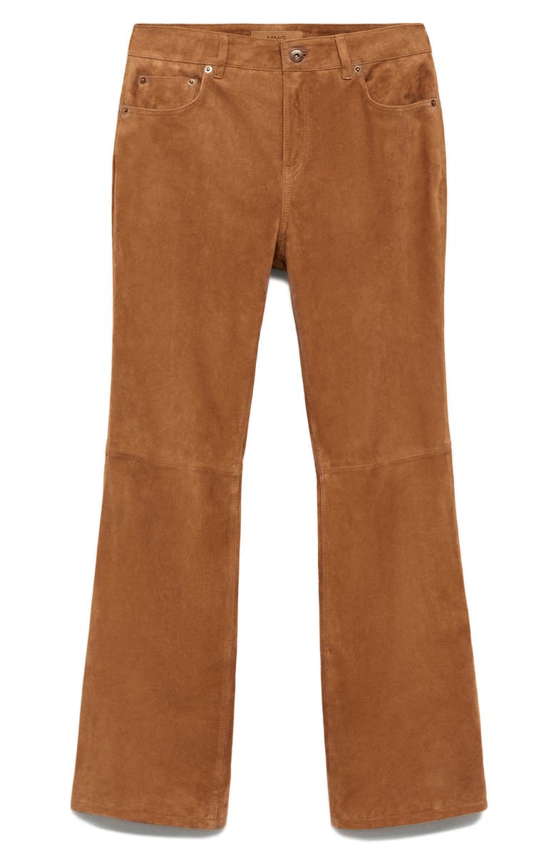 MANGO Brooke Suede Straight Leg Pants, Alternate, color, Medium Brown