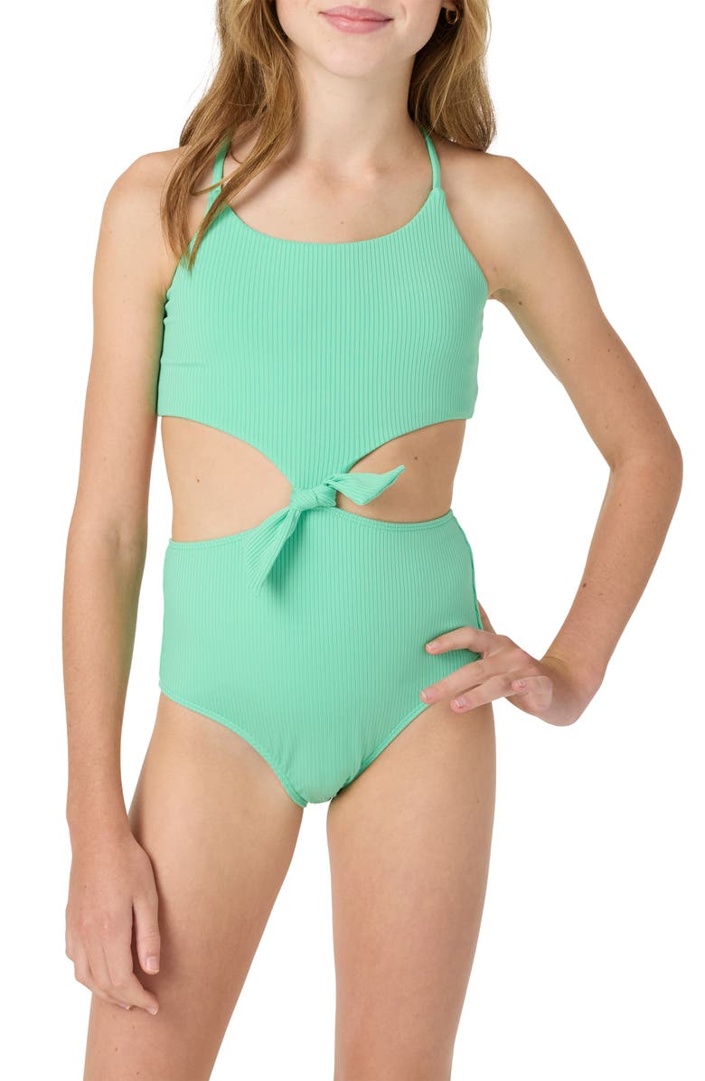 O'Neill Dawn Break Knot Front One-Piece Swimsuit, Alternate, color, 