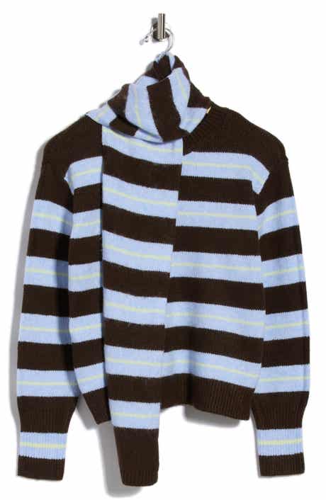 Striped Crewneck Sweater with Scarf