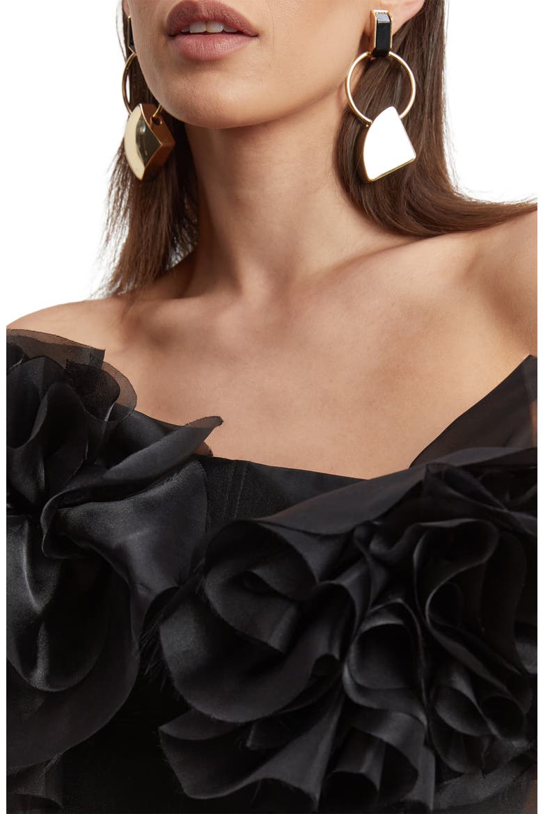 Fleurette Flower Minidress, Alternate, color, BLACK