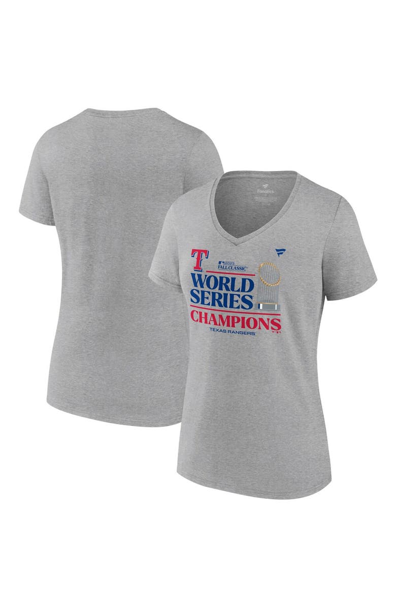 FANATICS Women's Fanatics Branded Heather Gray Texas Rangers 2023 World Series Champions Locker Room V-Neck T-Shirt, Alternate, color, 