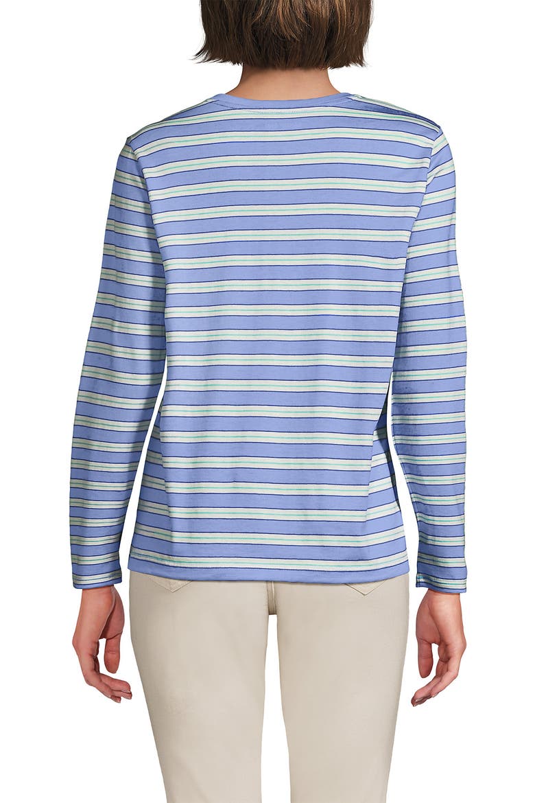Supima Cotton Long Sleeve V-Neck T-Shirt, Alternate, color, Light Sea Blue Multi Stripe