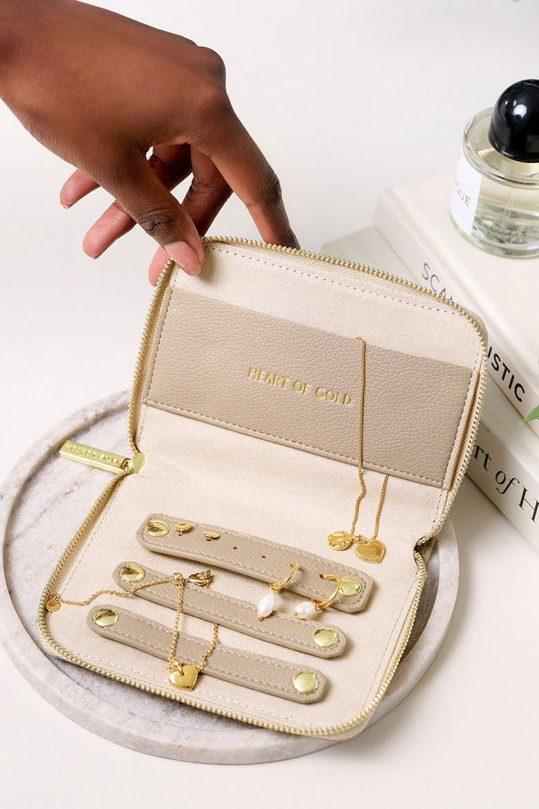 Slim Jewelry Case 'Heart Of Gold', Alternate, color, TAUPE