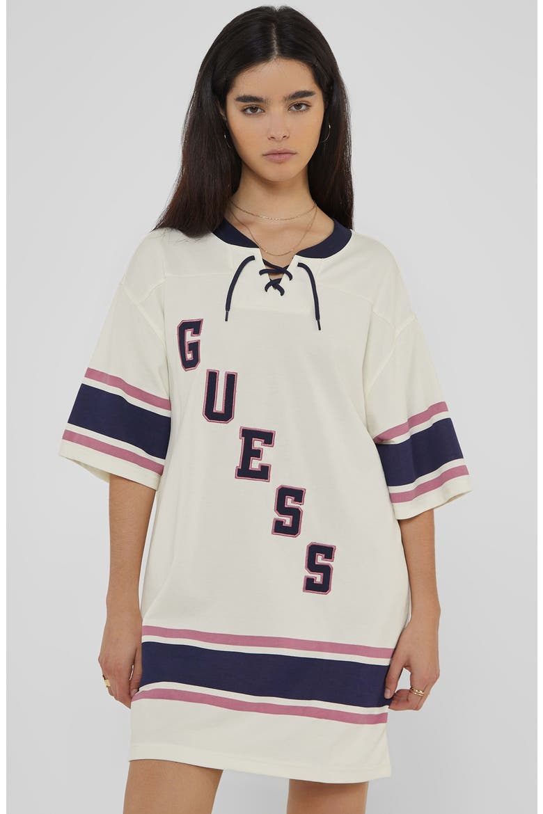 Go Hockey Jersey T-Shirt Dress, Alternate, color, SANDY SHORE MULTI