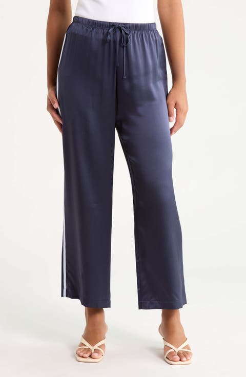Silk Stripe Crop Pants