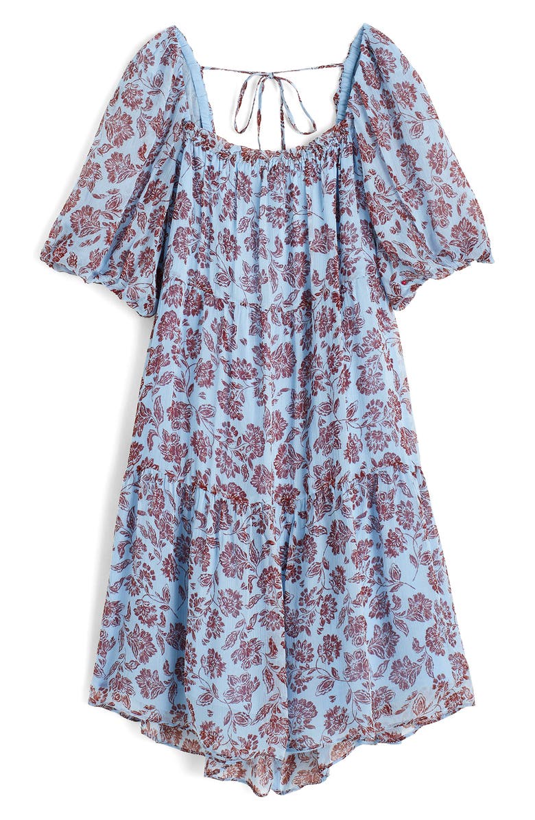 Madewell Floral Puff Sleeve Minidress, Alternate, color, Saylor Floral/ Light Blue