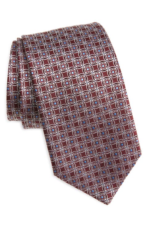 Medallion Print Silk Tie