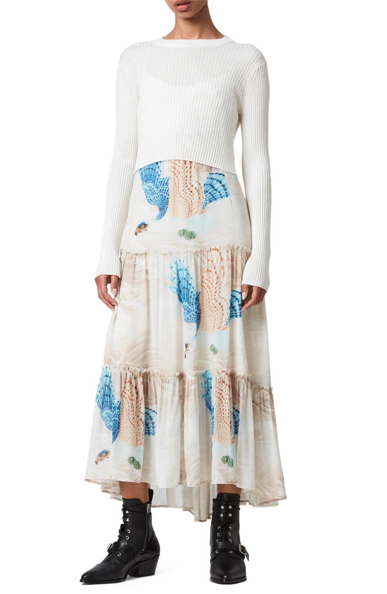 AllSaints Tilly Two-in-One Long Sleeve Sweater Maxi Dress, Main, color, 