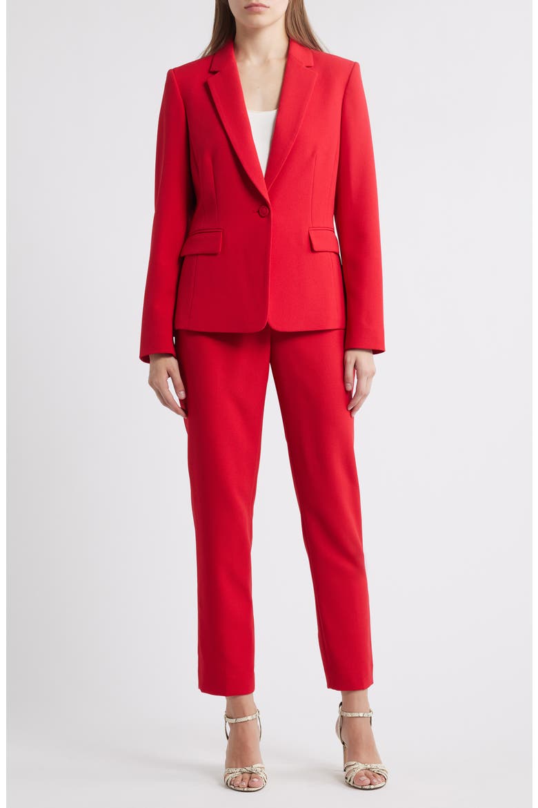 One-Button Crepe Jacket & Pants Set, Main, color, RED
