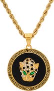 HMY JEWELRY Men's 18K Yellow Gold Plated Stainless Steel Pendant Necklace