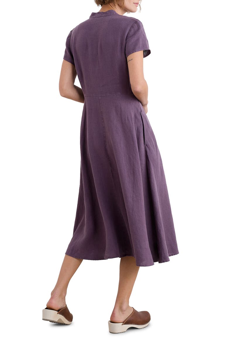 Carved Wood Linen Midi Dress, Alternate, color, SLOE