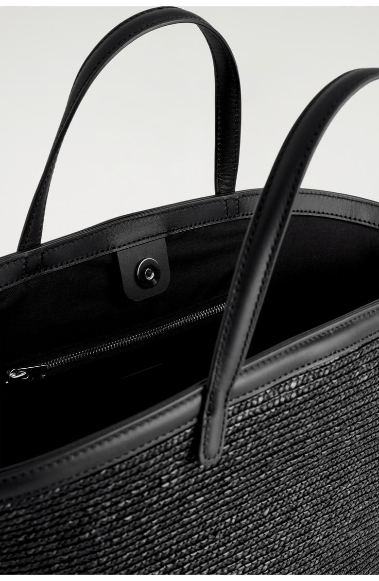 COS Saltwater Tote Bag - Straw, Alternate, color, Black