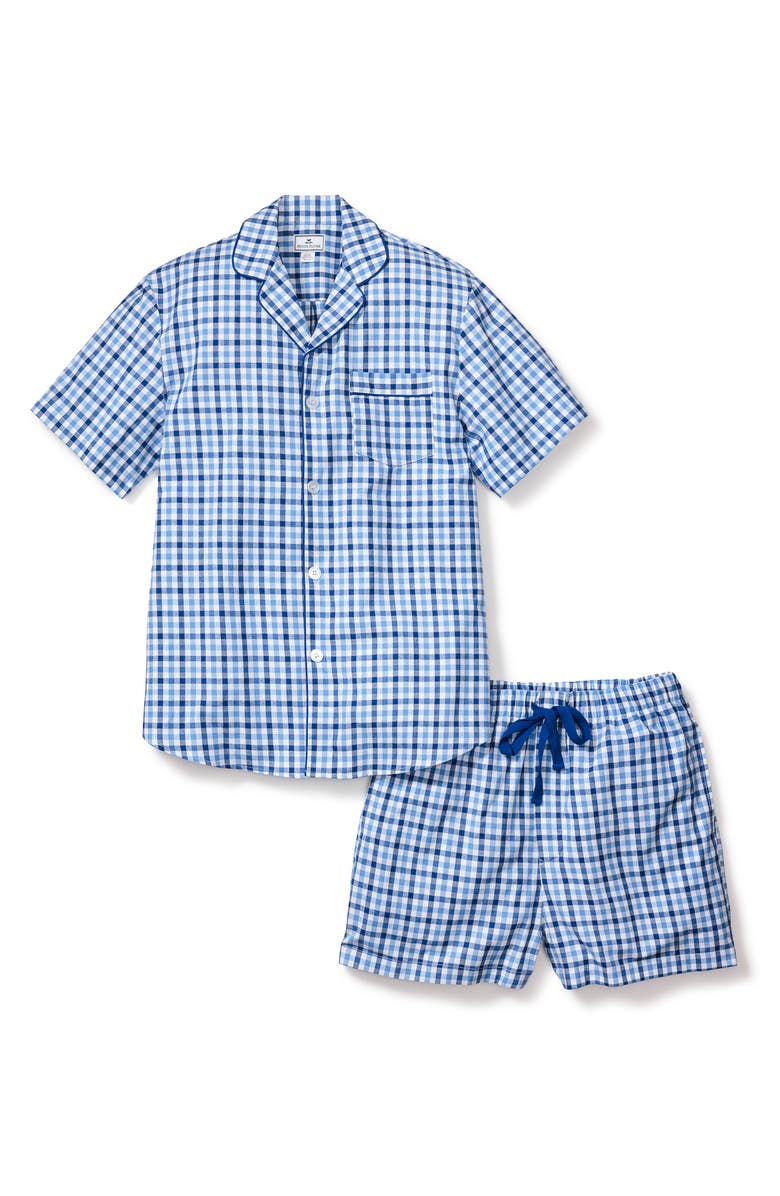 Petite Plume Royal Blue Cotton Gingham Check Short Pajamas, Alternate, color, 