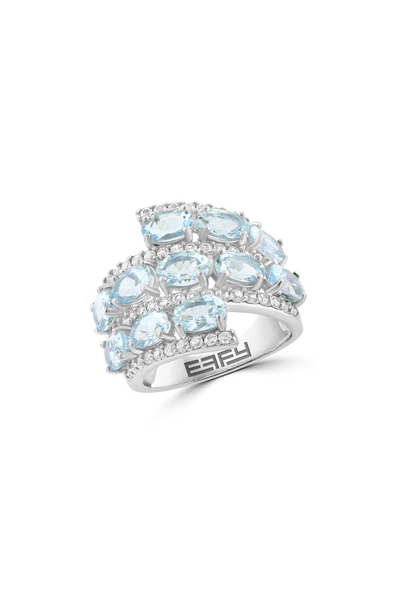 Sterling Silver Aquamarine & Diamond Ring, Main, color, BLUE