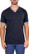 Maceoo Edison Marthyr0003 Blue Cotton V-Neck T-Shirt