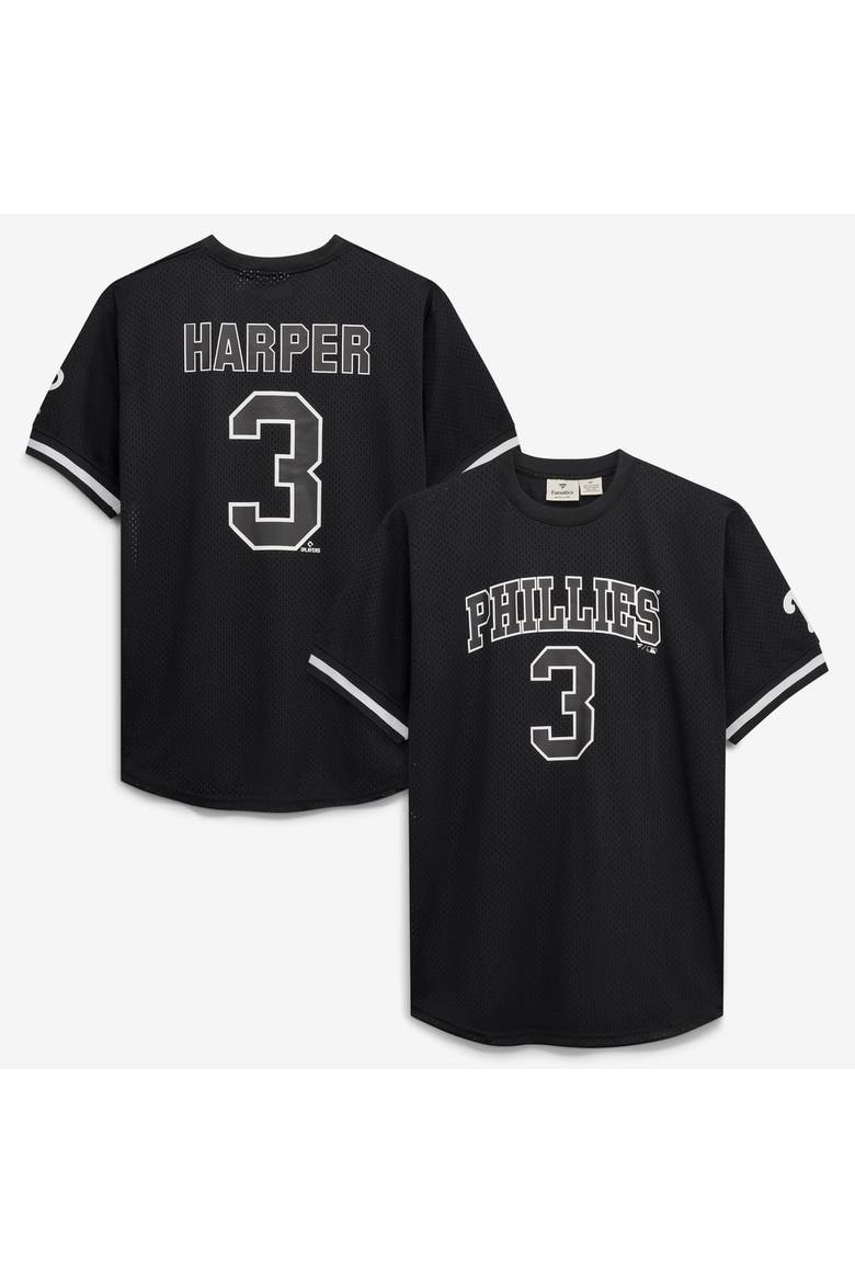 Men's Fanatics Bryce Harper Black/White Philadelphia Phillies Big & Tall Heavyweight Mesh Jersey, Main, color, Black