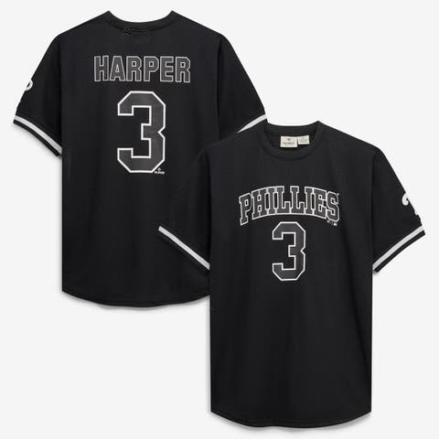 Men's Fanatics Bryce Harper Black/White Philadelphia Phillies Big & Tall Heavyweight Mesh Jersey