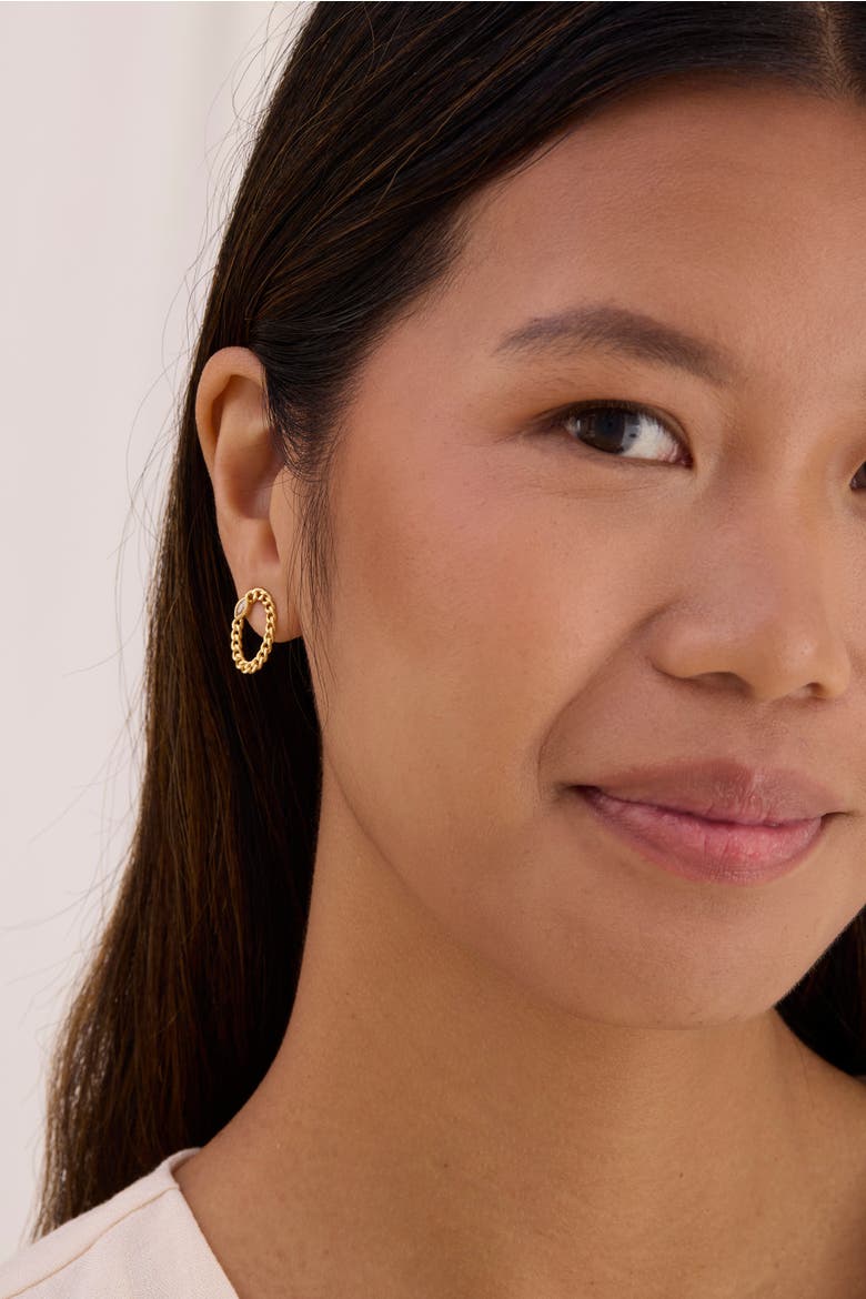 Cassia Curb Chain Oval Studs, Alternate, color, Gold