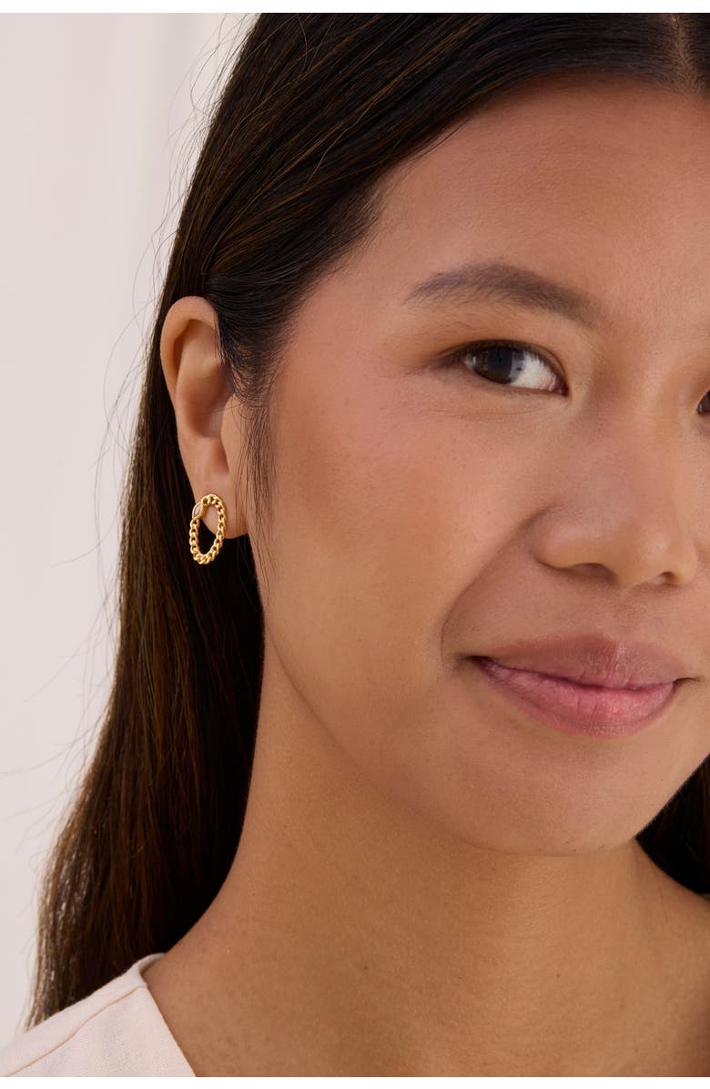 Sara Patino Cassia Curb Chain Oval Studs, Alternate, color, Gold