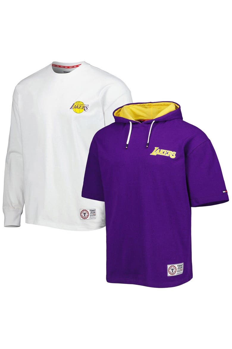 Men's Tommy Jeans Purple/White Los Angeles Lakers Matthew 2 In 1 T-Shirt & Hoodie Combo Set, Main, color, Purple