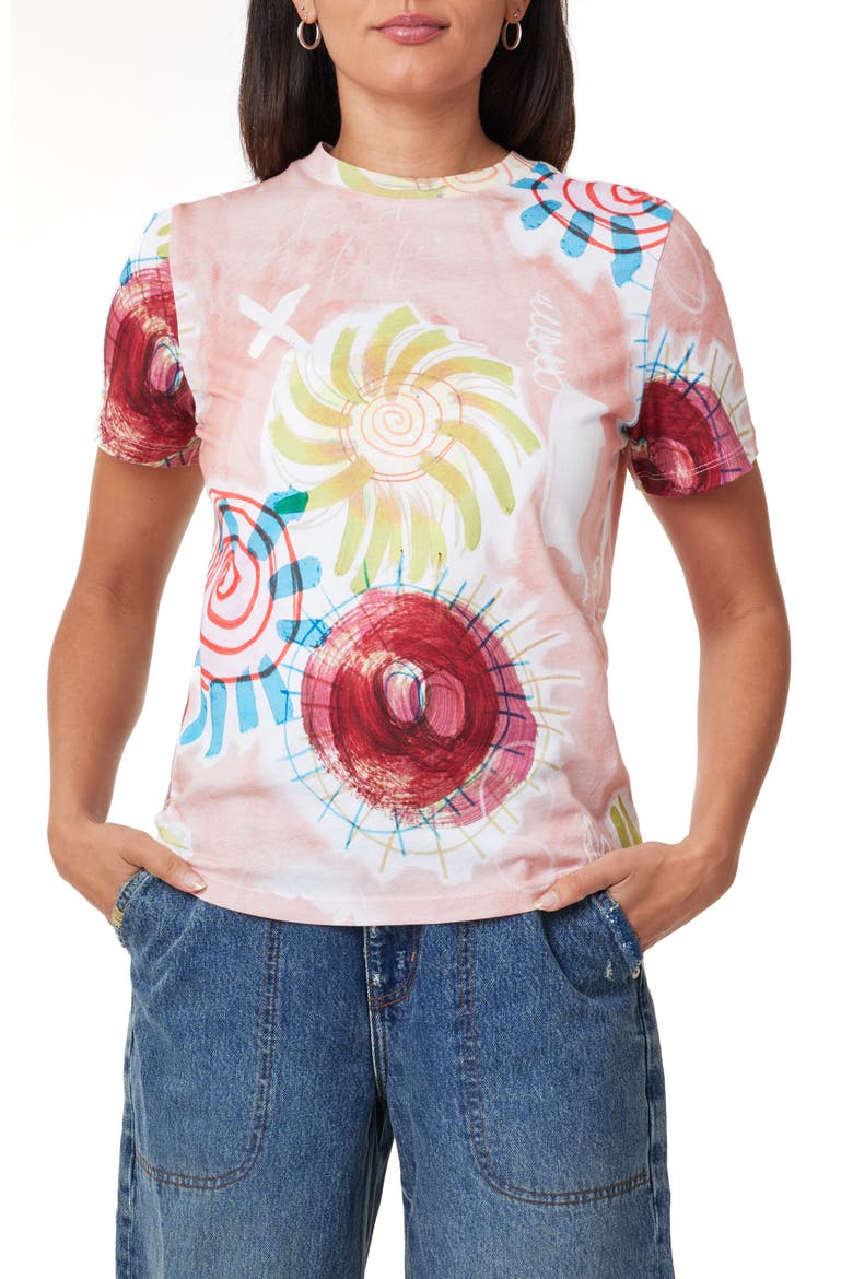 Sketch Cotton Graphic T-Shirt, Main, color, ABSTRACT SUN PINK