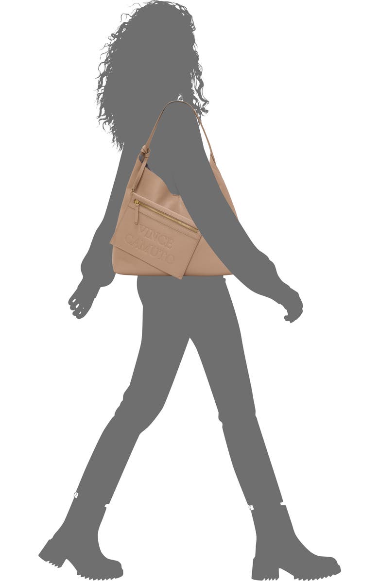 Vince Camuto Jenna Pebble Leather Hobo Bag, Alternate, color, Medium Brown