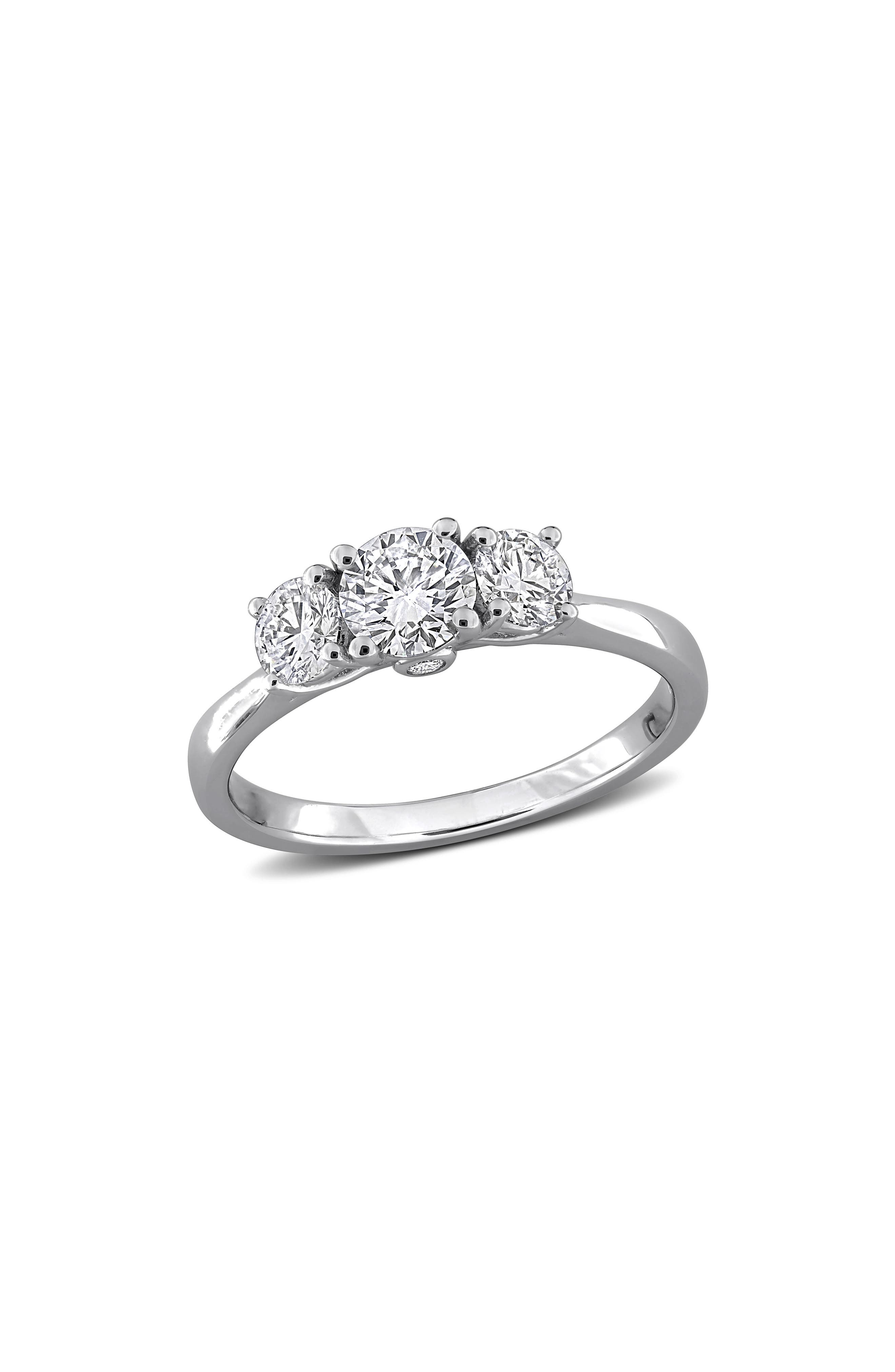 Created Forever Sterling Silver Lab Grown Diamond 3-Stone Engagement Ring