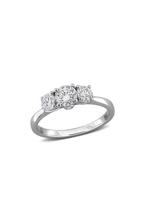 Sterling Silver Lab Grown Diamond 3-Stone Engagement Ring